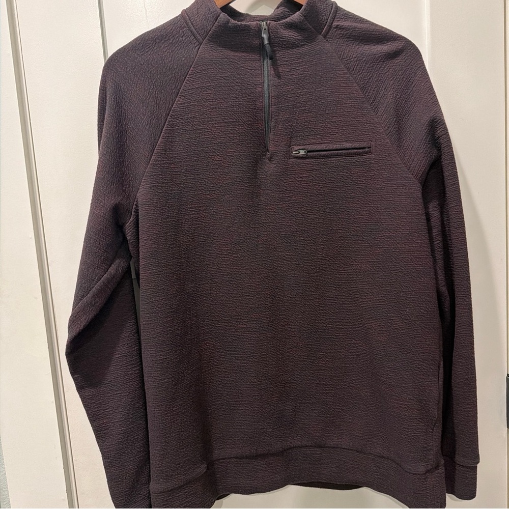 Marc Anthony Zip-Up Sweater Maroon/Black Heather Textured Cotton Blend Pullover